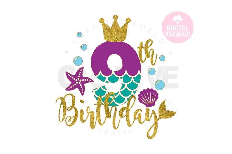 Download My 9th Birthday Mermaid SVG Mermaid SVG Mermaid Birthday ...