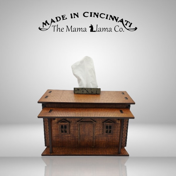 Handcrafted Log Cabin Tissue Box Cover - Rustic Home Decor | Personalization Available