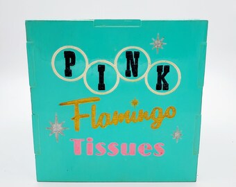 Mid Century Modern Pink Flamingo Tissue Box Cover Prototype Discounted Price