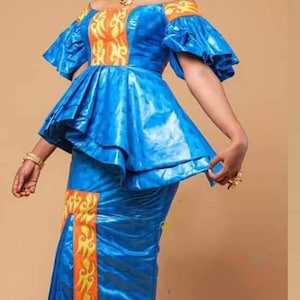 Bazin riche/bazin outfit/bazin/bazin riche  dress/bazin brocade/bazin getzner/bazin  dress/african clothing women/african fabric