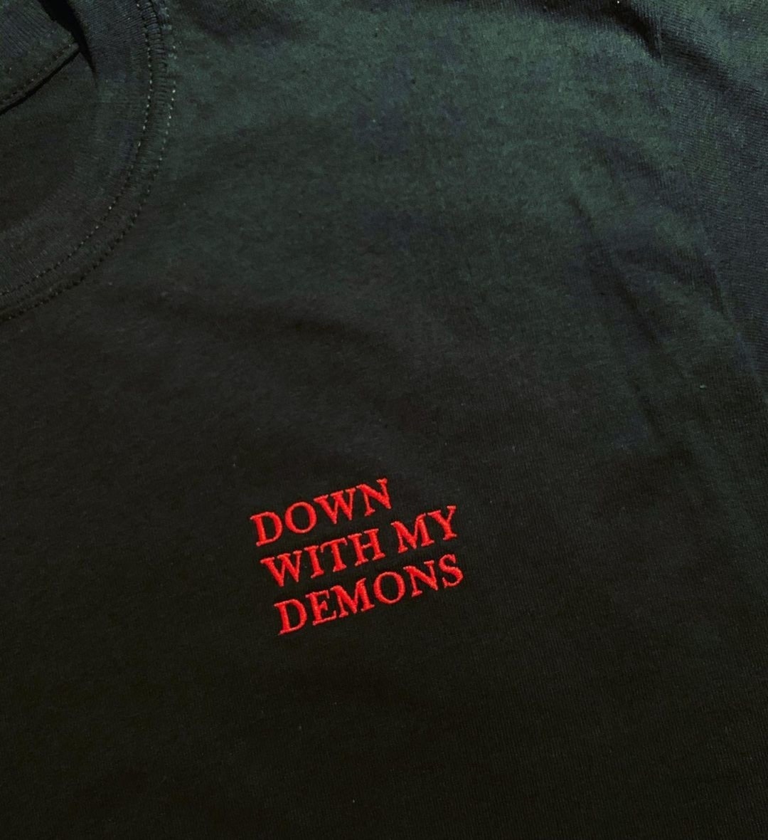 DOWN WITH My DEMONS Minimalist Embroidered Unisex T-shirt - Etsy