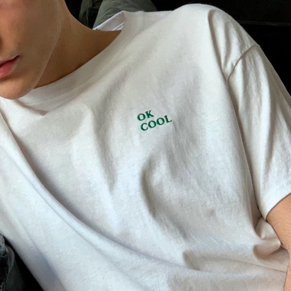 OK COOL Minimalist Embroidered Wording Unisex T-Shirt