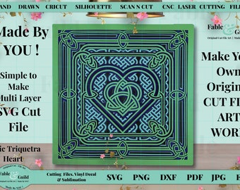 Silhouette ScanNCut 3D Layer Cricut SVG Celtic Knot Lucky Shamrock Four Leaf Clover SVG Cricut Cut File St Patricks Day ART Mandala Design