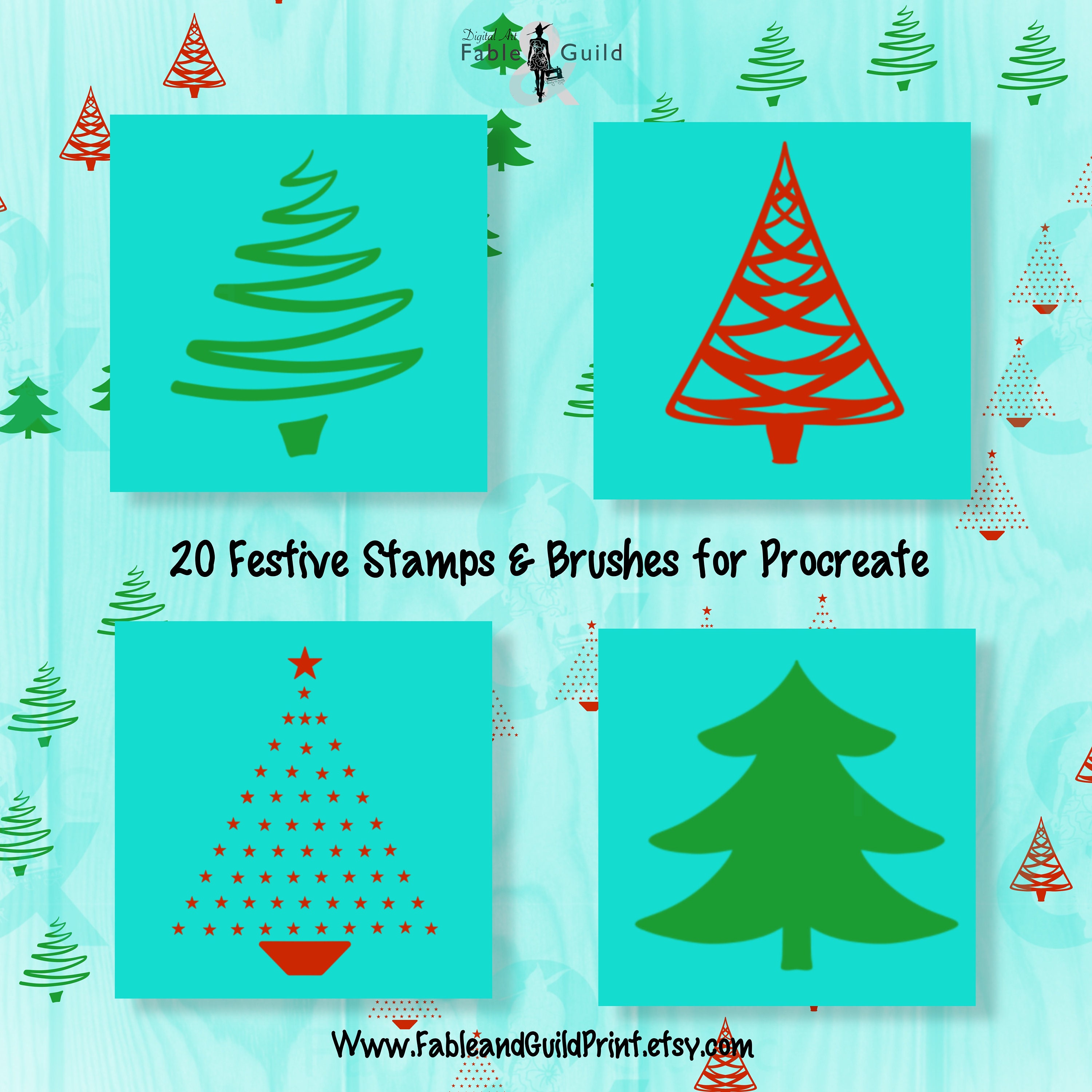 Procreate Christmas Brushes Set 20 Digital Ink Brush Stamp Etsy