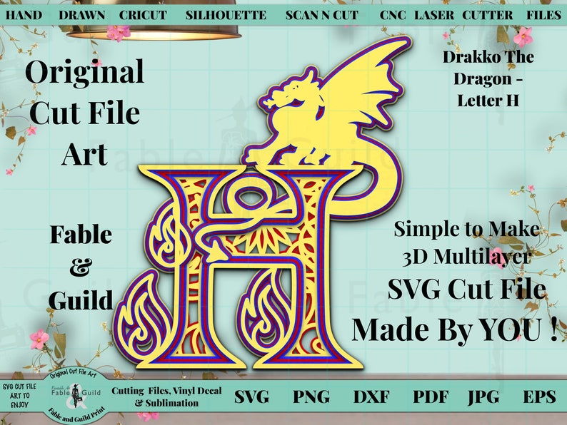 Download Layered SVG Alphabet Dragon SVG Cricut Cutting File ...