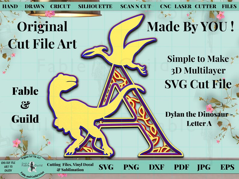 Download 3d Svg Multi Layer Letter Cutting Files For Cricut Jurassic Etsy