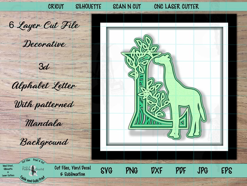 Download SVG Layered Giraffe Letter Cricut Mandala Silhouette Cut ...