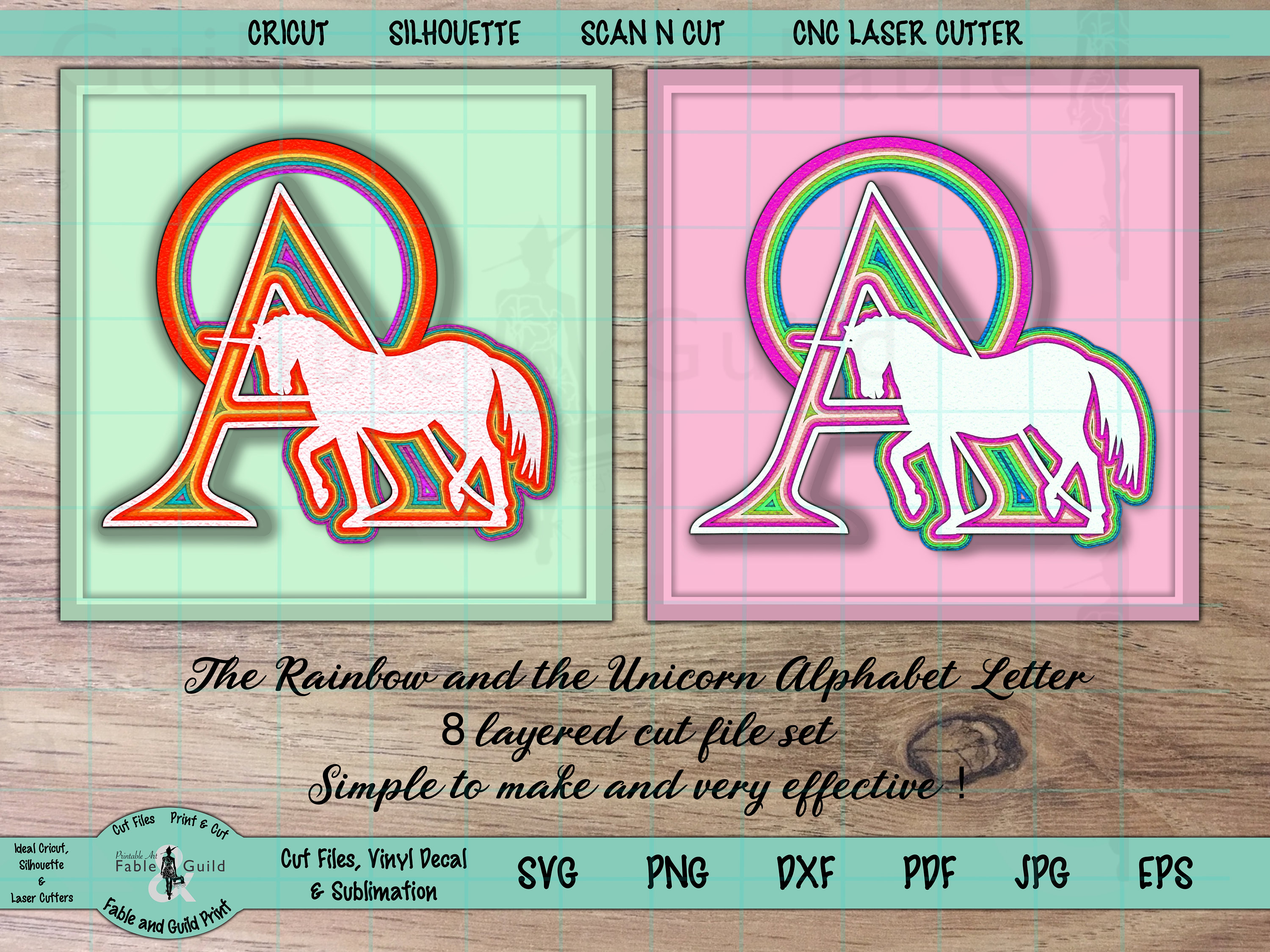 Download 3d Layered Unicorn Svg Cricut Cut File Cricut Rainbow Letter Etsy