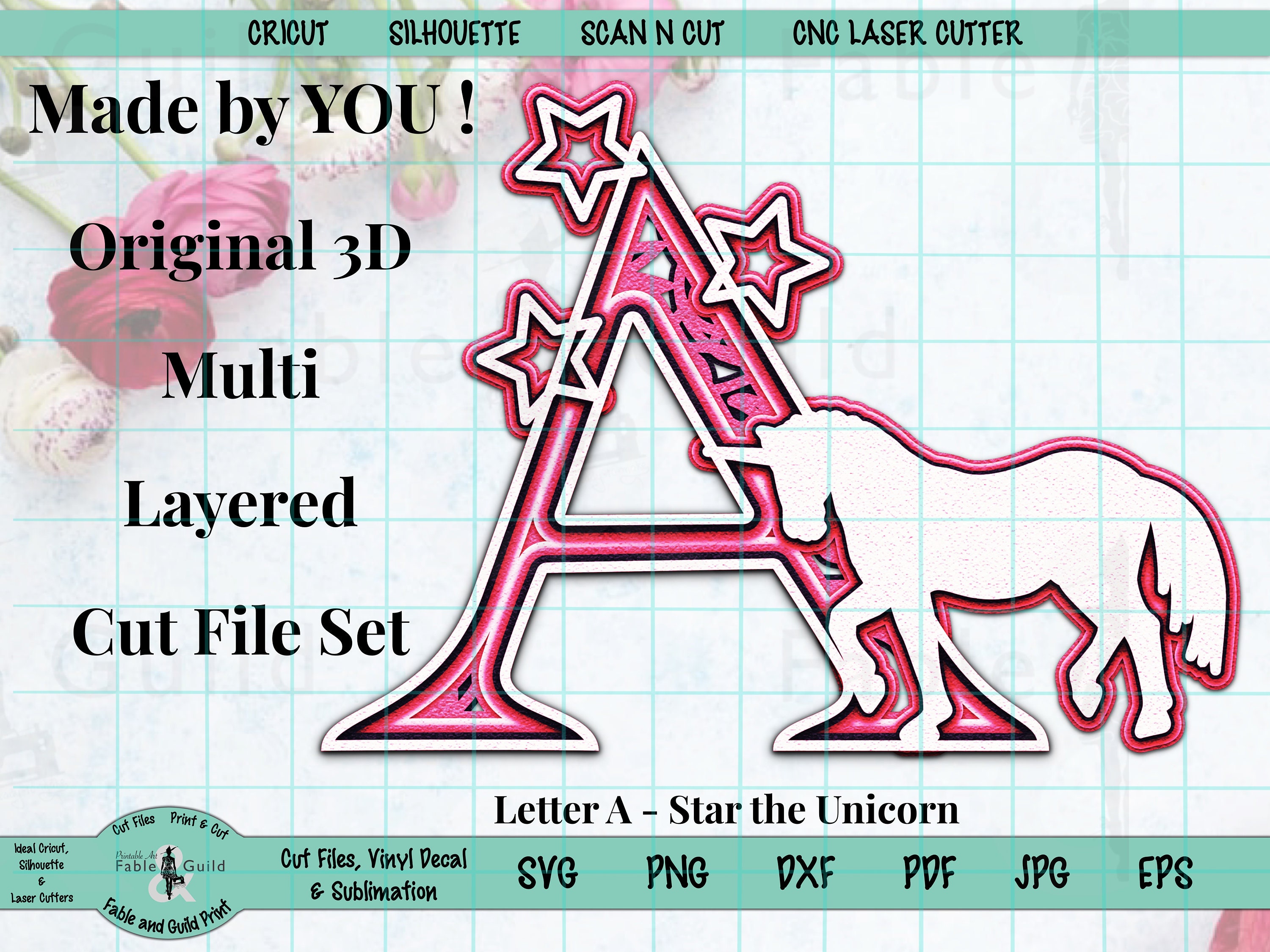 Download 3d Layered Unicorn Mandala Svg Letter Cricut Cut File Multi Etsy