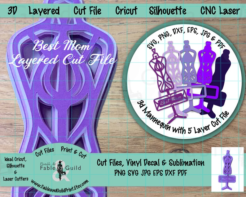 Download 3D Multi layered SVG Cricut File Best Mom SVG Cut File | Etsy