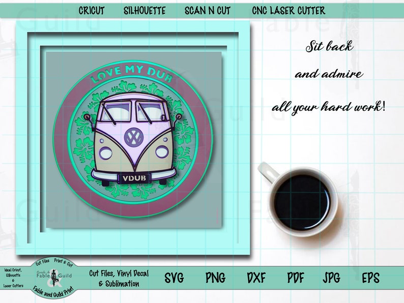 Download 3D Multi layer VW Camper Van SVG layered Mandala Cut Files ...