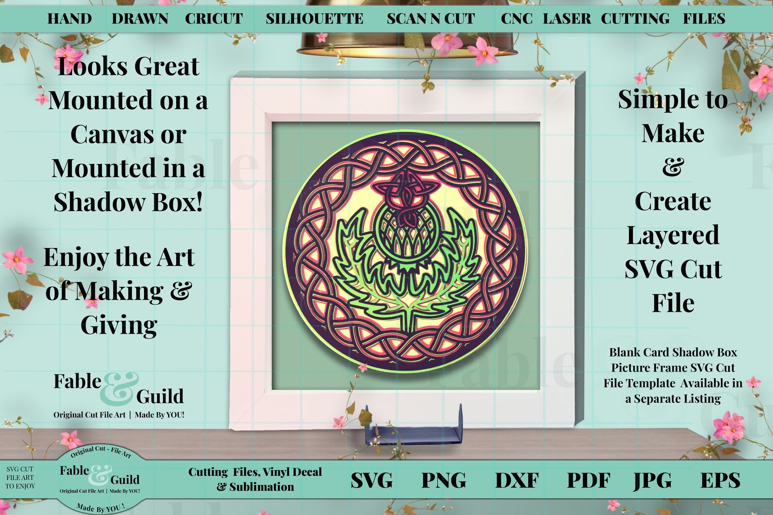 Download 3D Layered Mandala SVG Celtic Knot Thistle Scottish ...