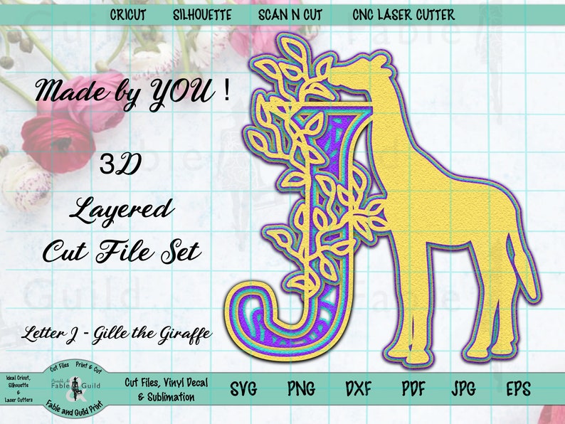 Download 3D Layered Animal SVG Giraffe Cricut Multilayer Monogram ...