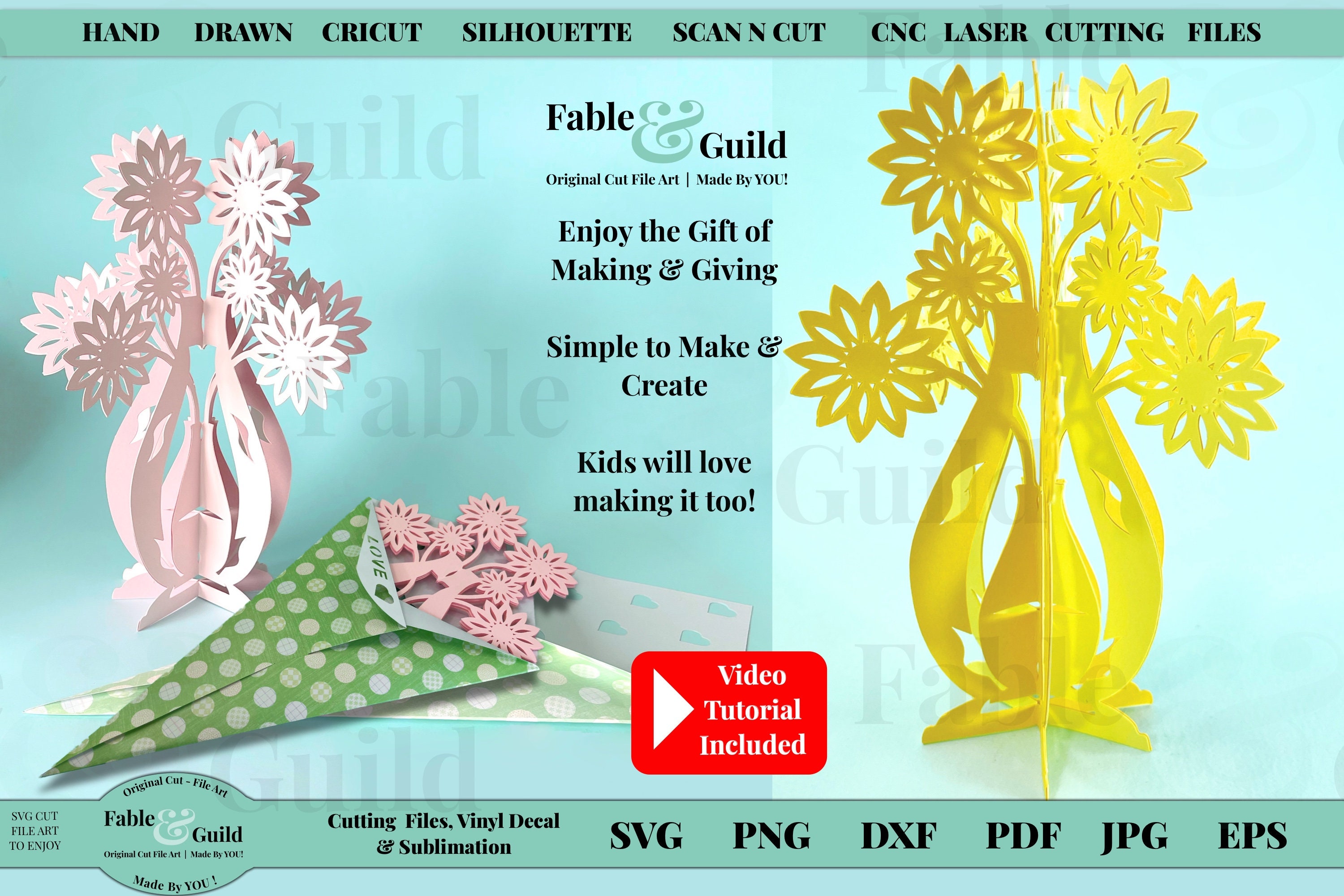 3D Flower Pop up Card SVG Cut File for Cricut Best Birthday Etsy