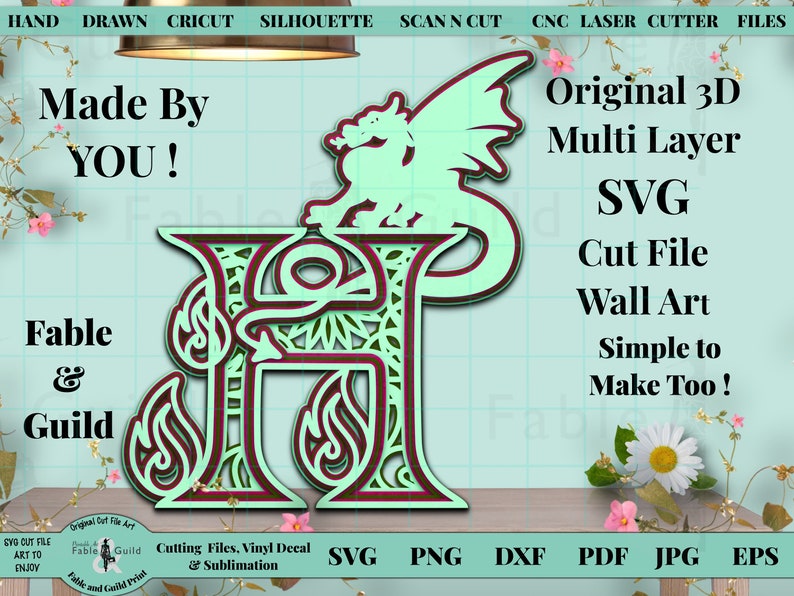 Download Layered SVG Alphabet Dragon SVG Cricut Cutting File ...