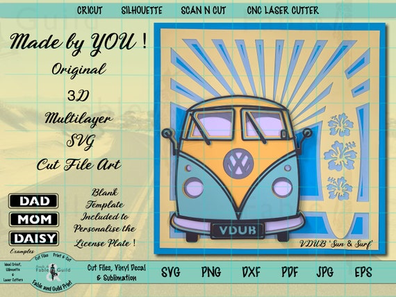 Download 3d Layered Vw Campervan Svg Multi Layer Cut Files For Cricut Etsy