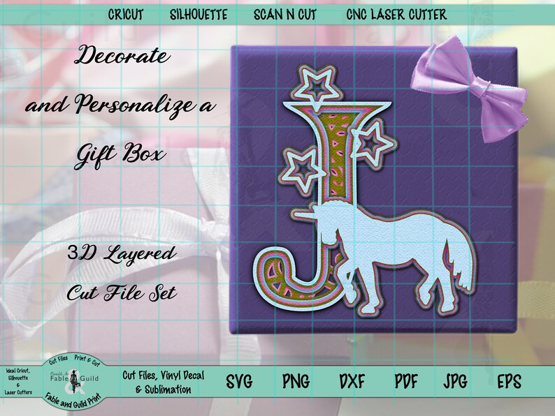 Download 3D Layered Unicorn SVG Letter J Cricut Multi layered ...