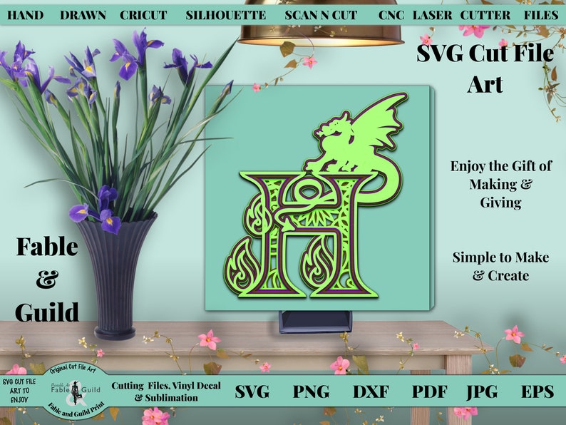 Download Layered SVG Alphabet Dragon SVG Cricut Cutting File ...
