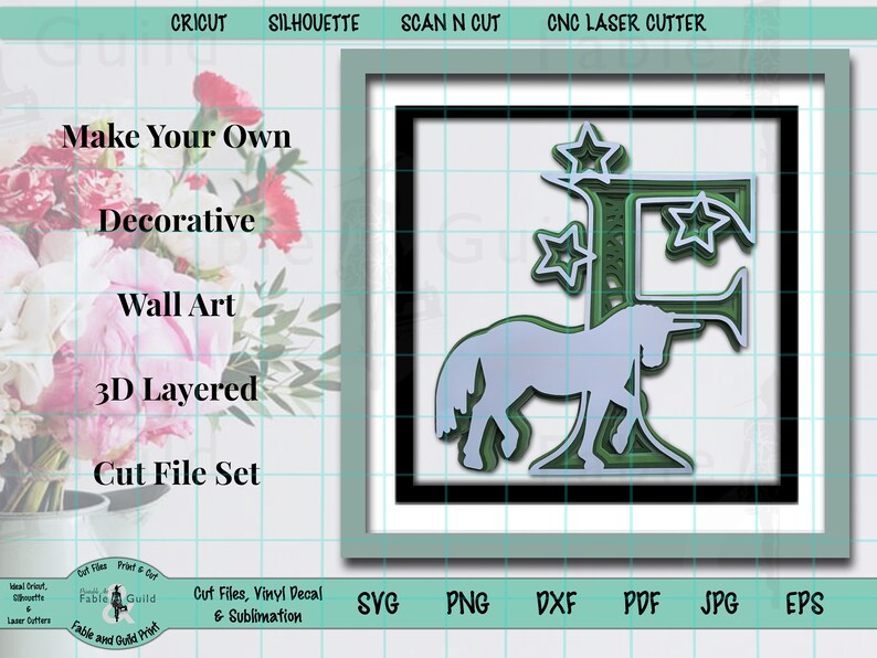 Download 3D layered Letter SVG Cricut Unicorn SVG Cut File Nursery | Etsy