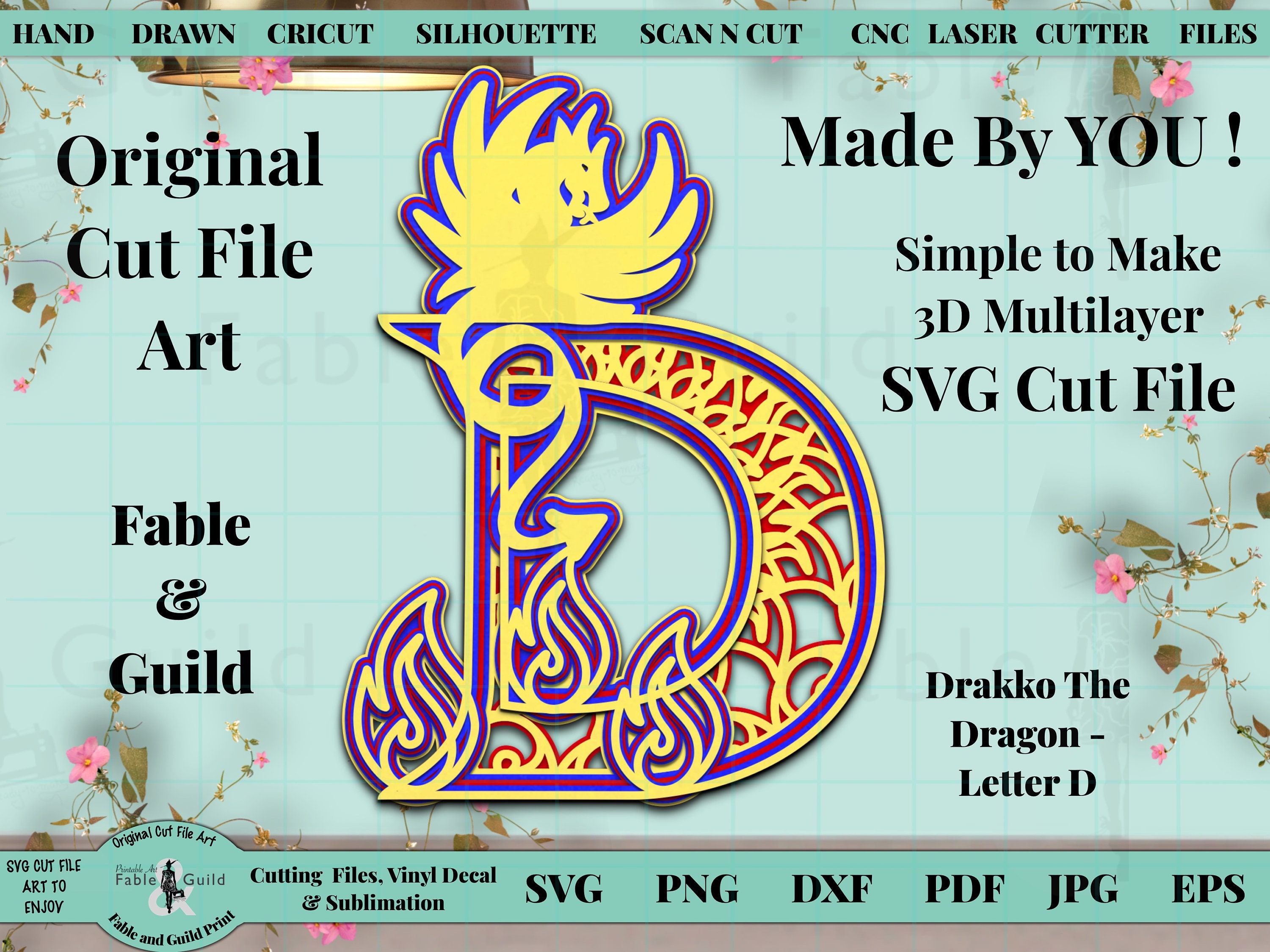 Download 3d Svg Multi Layer Dragon Cutting Files For Cricut Fire Svg Etsy