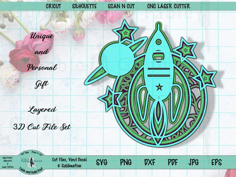 Download 3D Layered Spaceship SVG Letter Cricut Space theme Cut ...