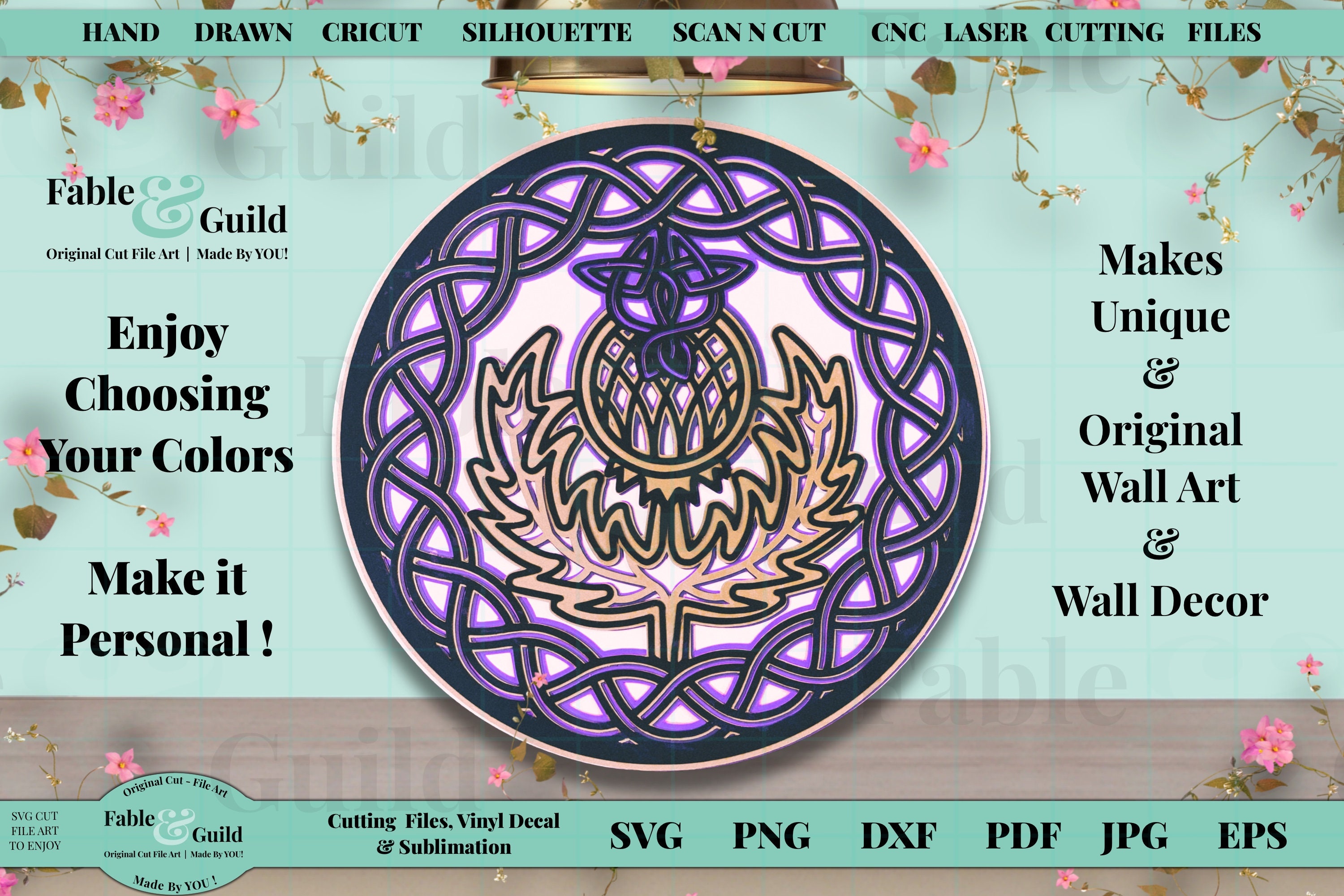 Download 3D Layered Mandala SVG Celtic Knot Thistle Scottish ...