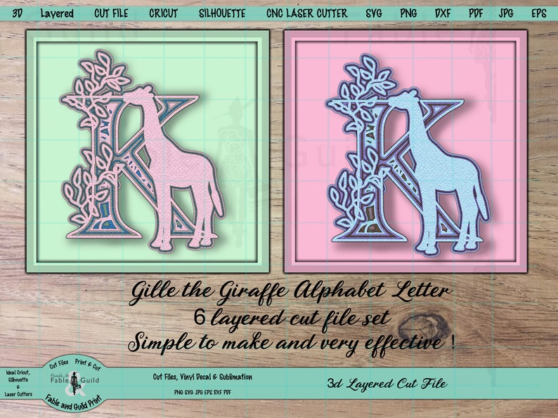 Download Animal SVG Multi layer Letter Cricut SVG Cut File Giraffe ...