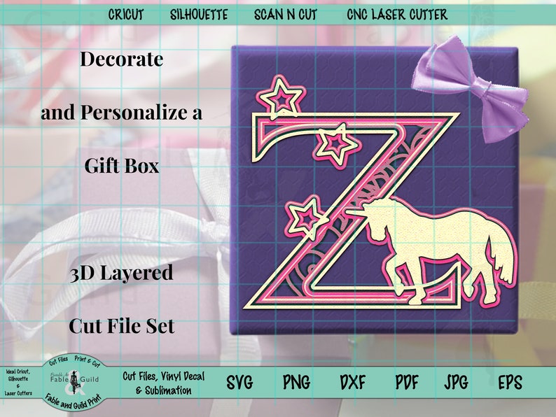 Download 3D Multi Layered Letter SVG Cricut Unicorn SVG Cut File | Etsy