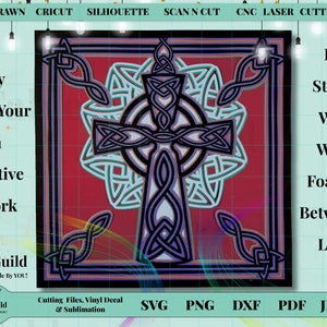 Celtic Cross Multilayer SVG, Celtic Cross SVG Cut File for Cricut, 3D Layered Mandala, Celtic Knot SVG Design, Saint Patricks Day Silhouette