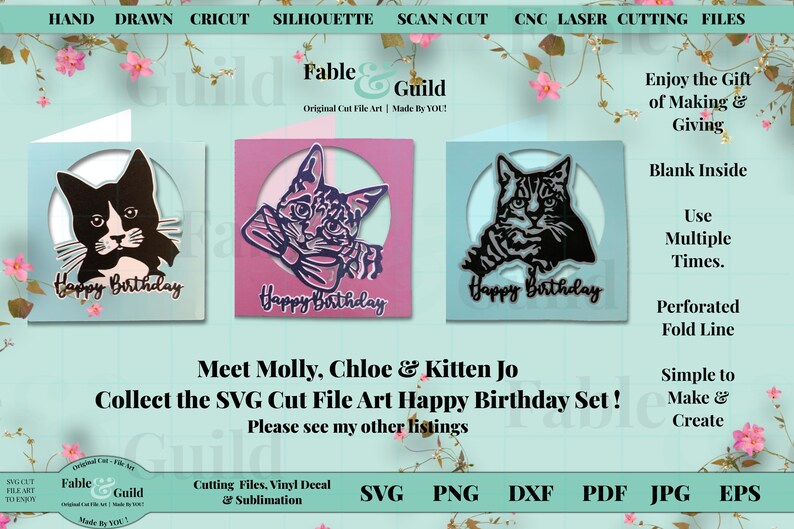 Download Cat SVG Birthday Card Template 3D Multi Layered Cricut Cut ...
