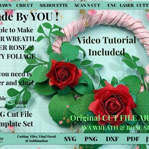 Luxury Paper Flowers - Paper Rose SVG - Floral Wreath Flower Cut File - DIY Flower Templates - Cricut Silhouette - Paper Flower Wall Decor