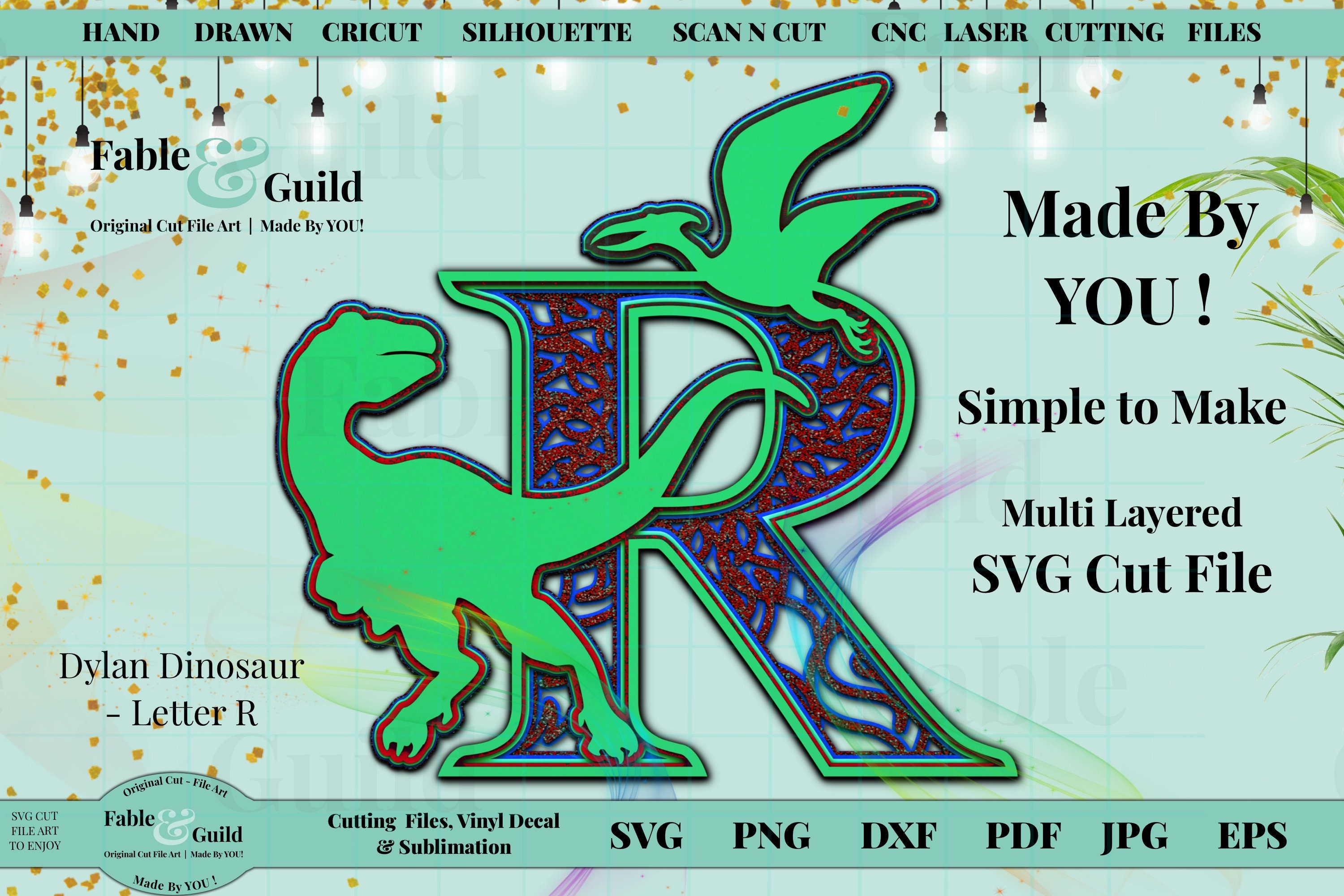 Download 3D Mandala SVG Dinosaur Alphabet Letter Multilayer Cut ...