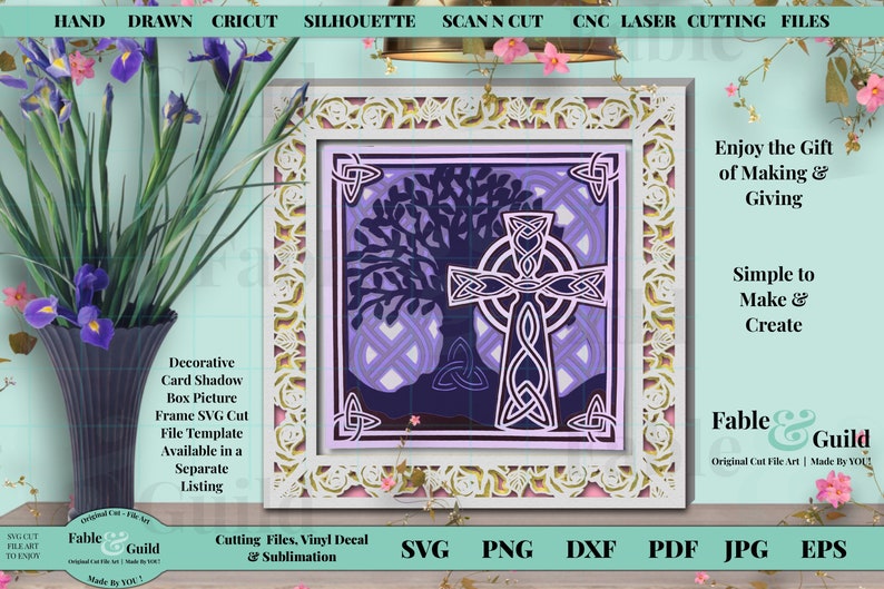 Lucky Celtic Knot Irish St Patricks Day Silhouette ScanNCut 3D Multi Layered Cricut Cut File Cricut 3D Tree of Life File SVG Celtic Cross
