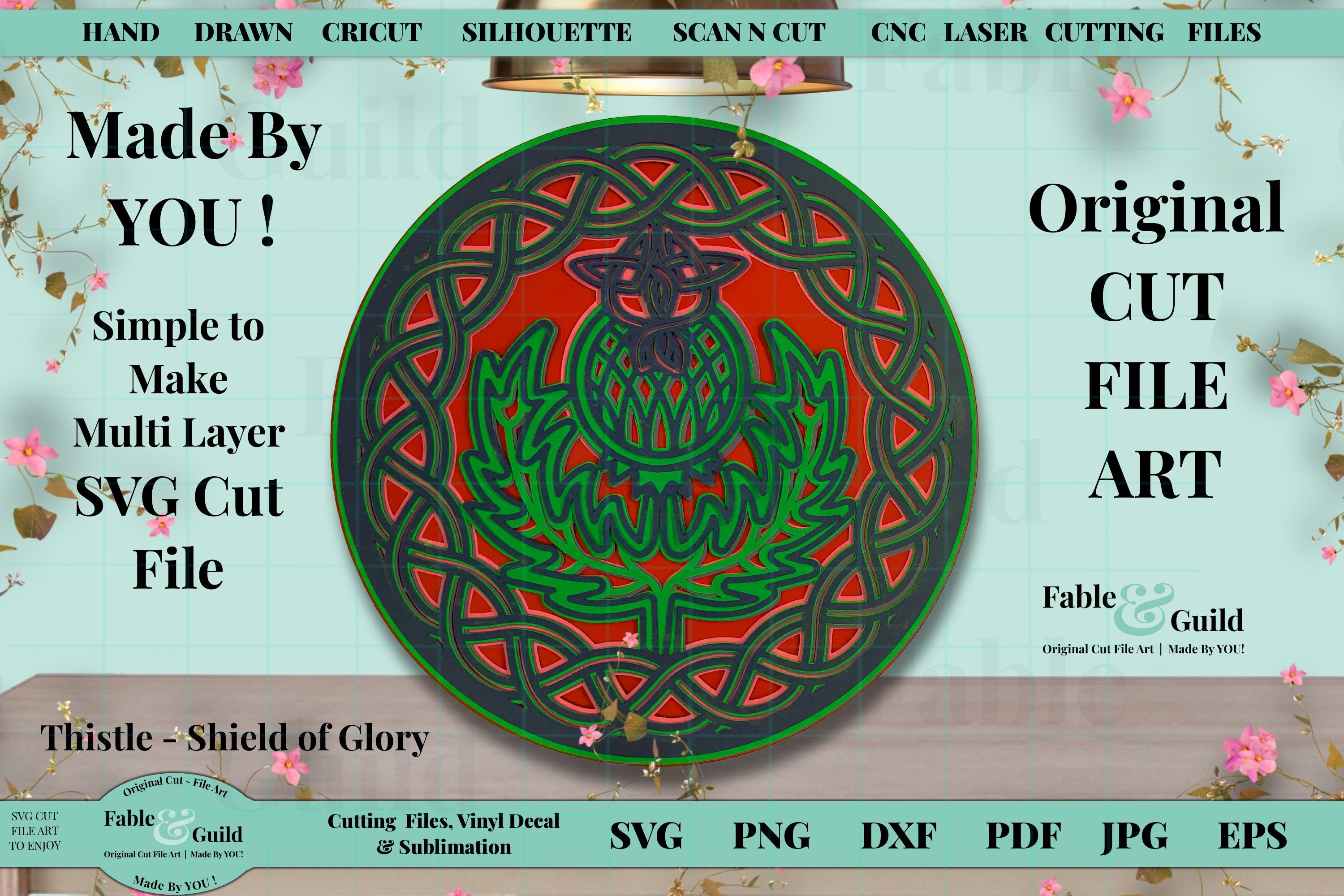 Download 3D Layered Mandala SVG Celtic Knot Thistle Scottish ...