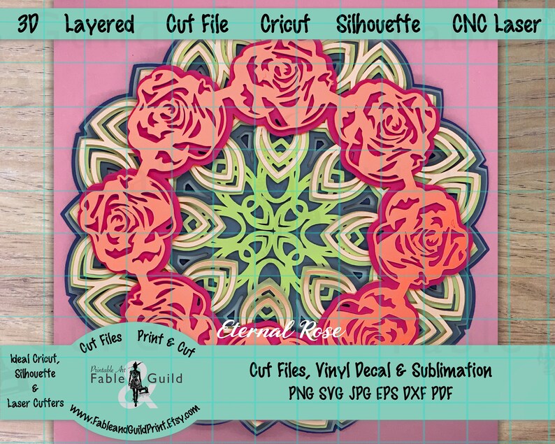 Download Multi Layer Rose Mandala Cricut SVG Cut File Cricut Flower ...