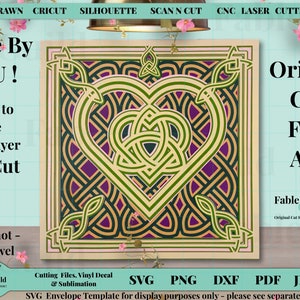 3D SVG Celtic Knot Heart Design Multi Layered Cricut Cut File Wall Art, Cricut Cut File, Celtic Lucky Irish Patricks Day Silhouette ScanNCut