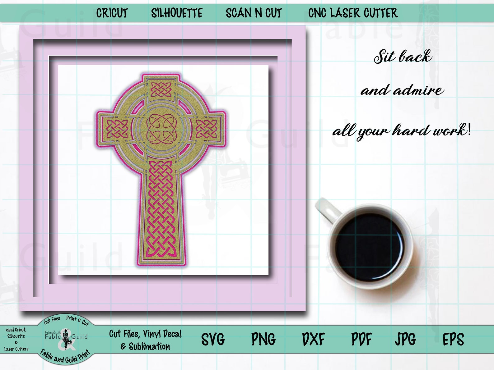 Download 3D Layered Celtic Cross SVG Cut File Cricut Celtic Knot St ...