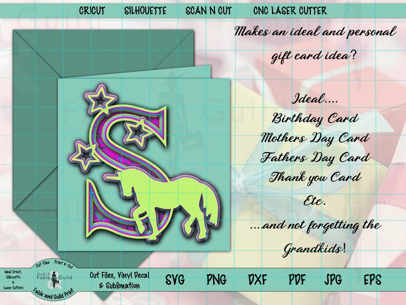 Download Cute 3D Layered Unicorn Alphabet SVG Letter Cricut Multi | Etsy