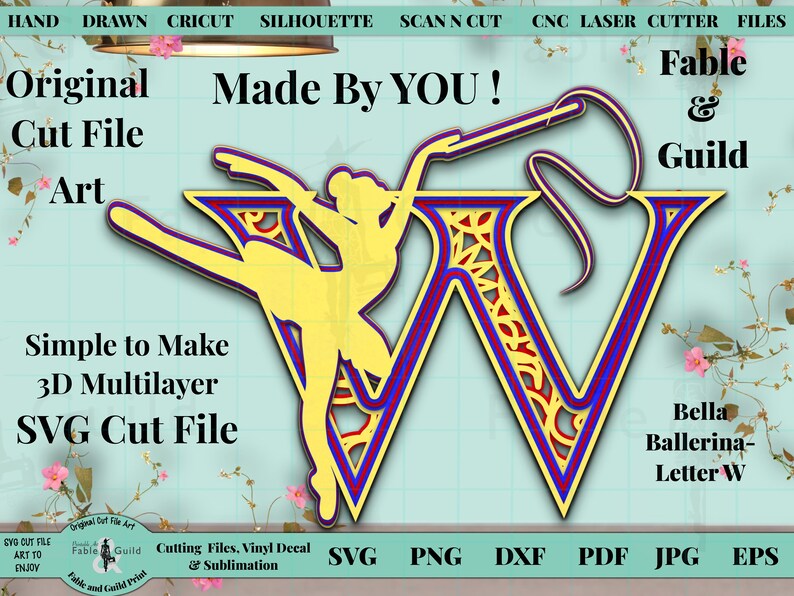 3D layered Alphabet SVG Ballet Girl svg Cricut Cut File ...