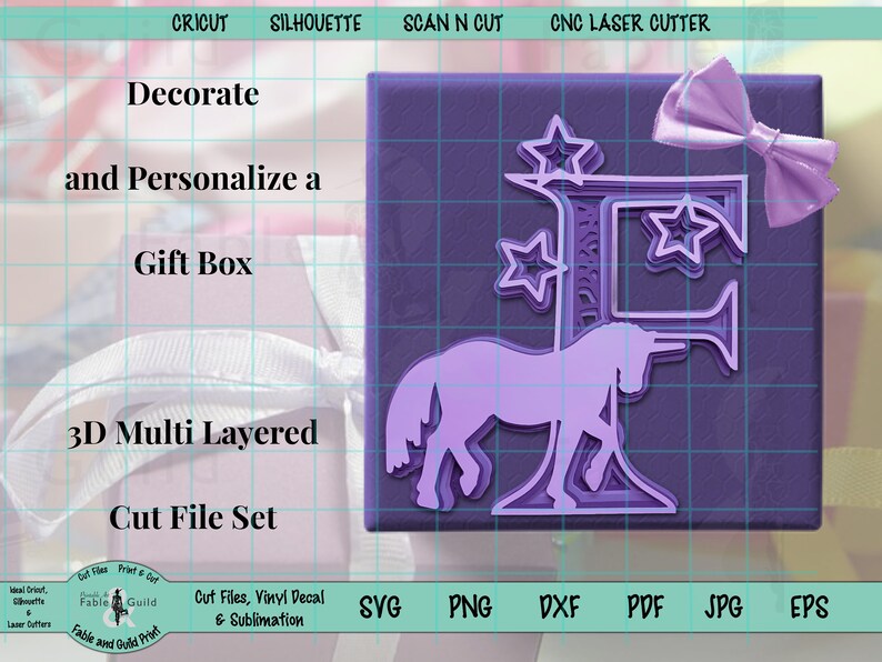 Download 3D layered Letter SVG Cricut Unicorn SVG Cut File Nursery ...