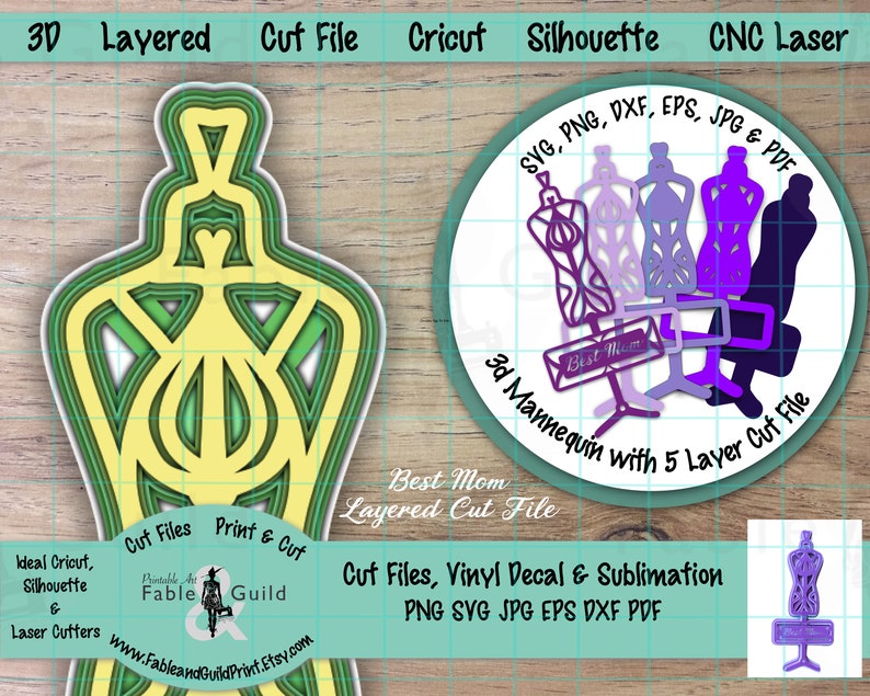 Download 3D Multi layered SVG Cricut File Best Mom SVG Cut File | Etsy