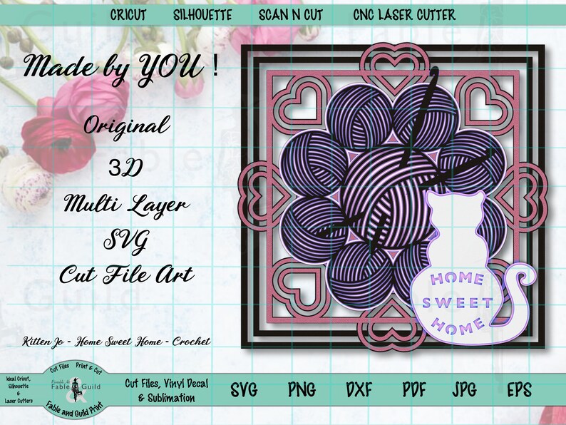 Download Mandala Crochet Svg Cut File Multi Layer Home Sweet Home Cat Etsy