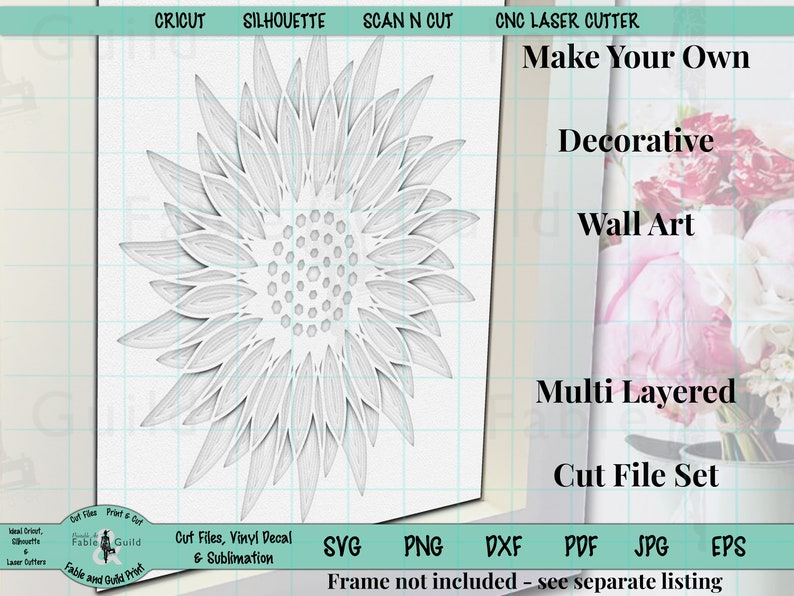 Download Minimal layered Sunflower Svg 3D Multi layered Floral Wall ...