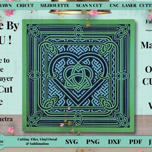 Silhouette ScanNCut 3D Layer Cricut SVG Celtic Knot Lucky Shamrock Four Leaf Clover SVG Cricut Cut File St Patricks Day ART Mandala Design