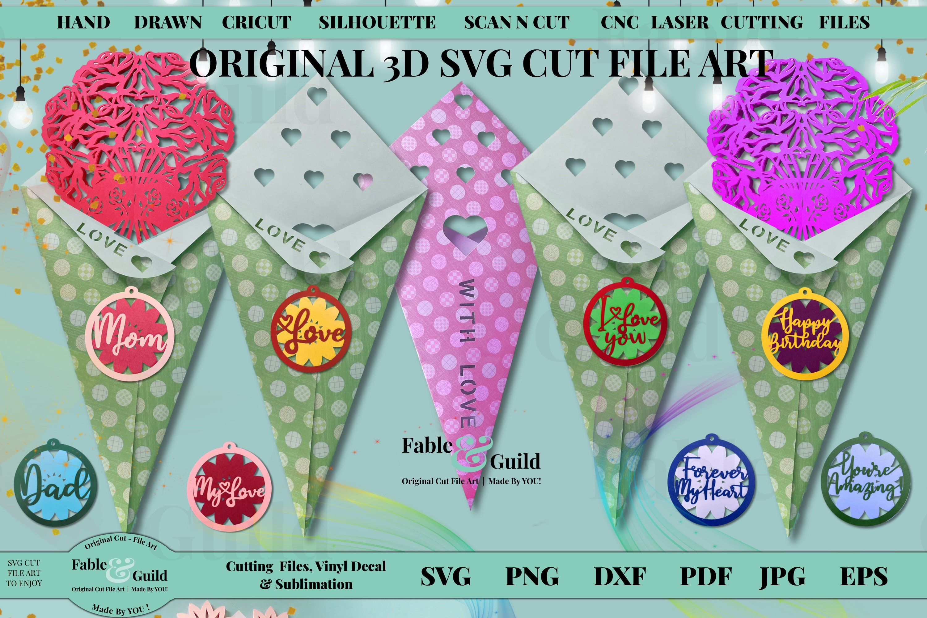 Cricut SVG Template 3D Rose SVG Flower Cricut Card Design Etsy