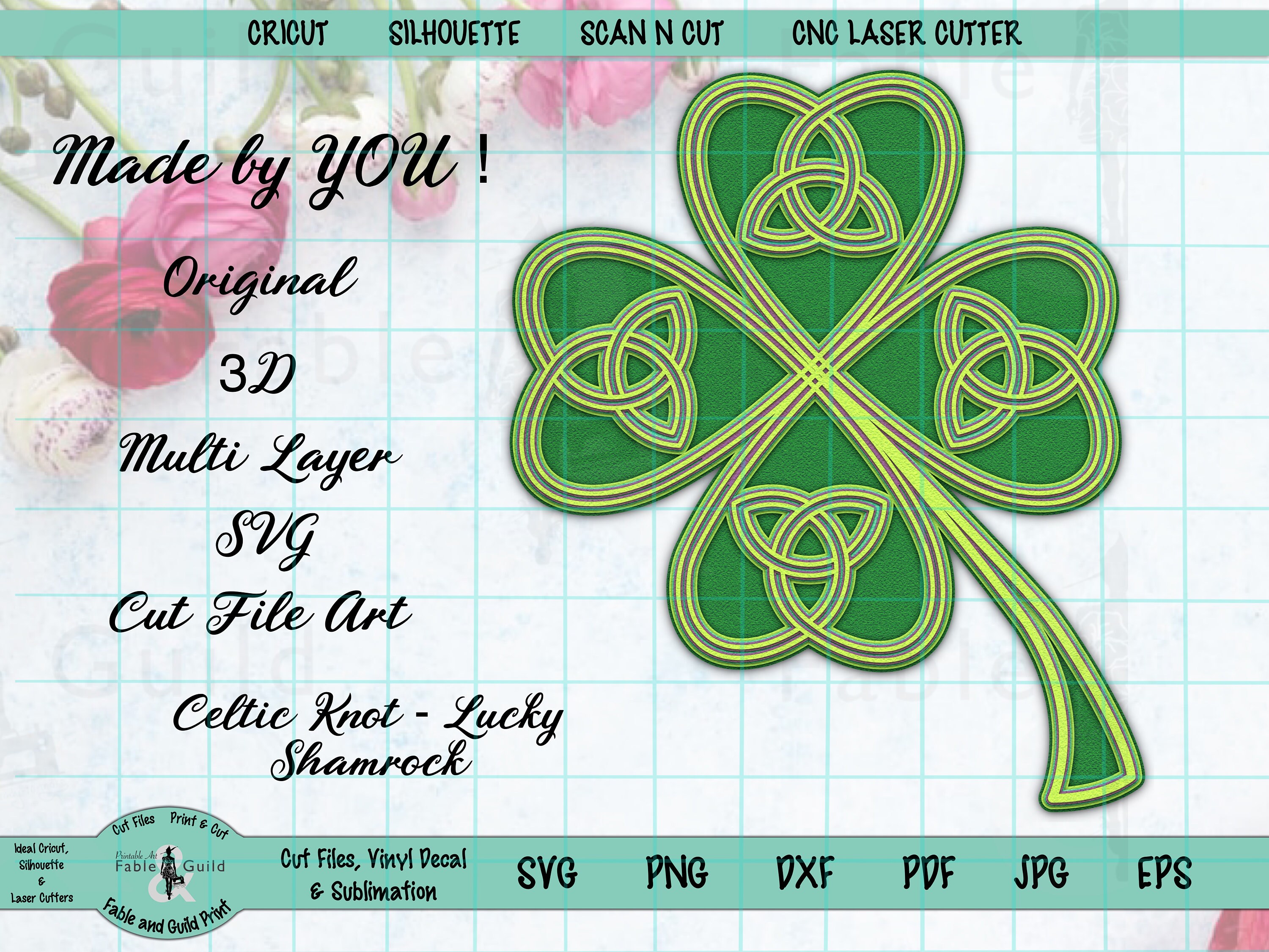 Download 3d Layered Shamrock Home Decor Svg Cut Files Cricut Celtic Etsy