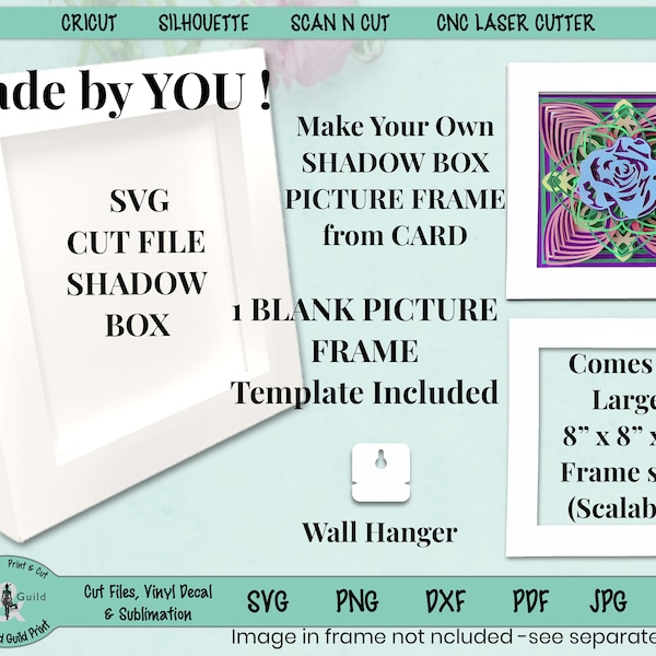 Shadow Box svg Template for Cricut, 3D Shadow Box Template, Rolled Flower svg Picture Frame, Paper Cut Light Box svg, Shadow Box SVG Files,