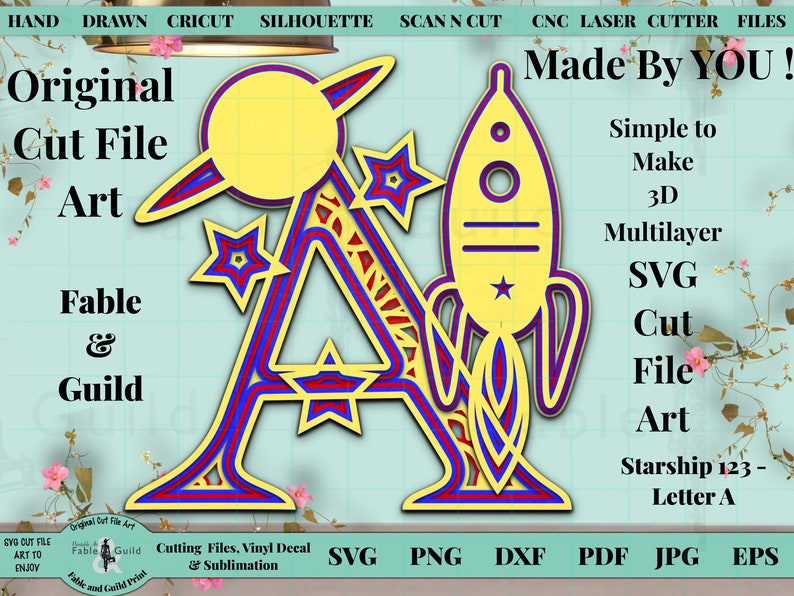 Download 3D layered Space Ship SVG Mandala SVG Letter A Cricut ...