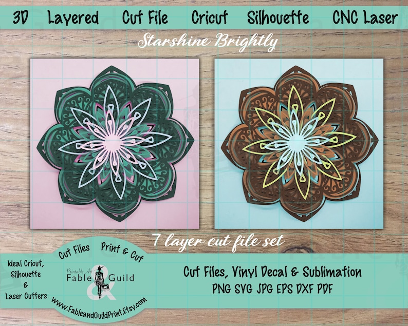 Download 3D Layered Mandala Cricut SVG Cut File Cricut Floral | Etsy
