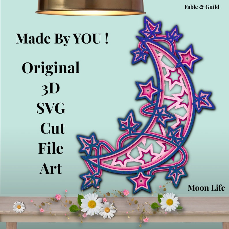 Download 3d Layered Svg Cricut Cut File Svg Moon Star Mandala Etsy
